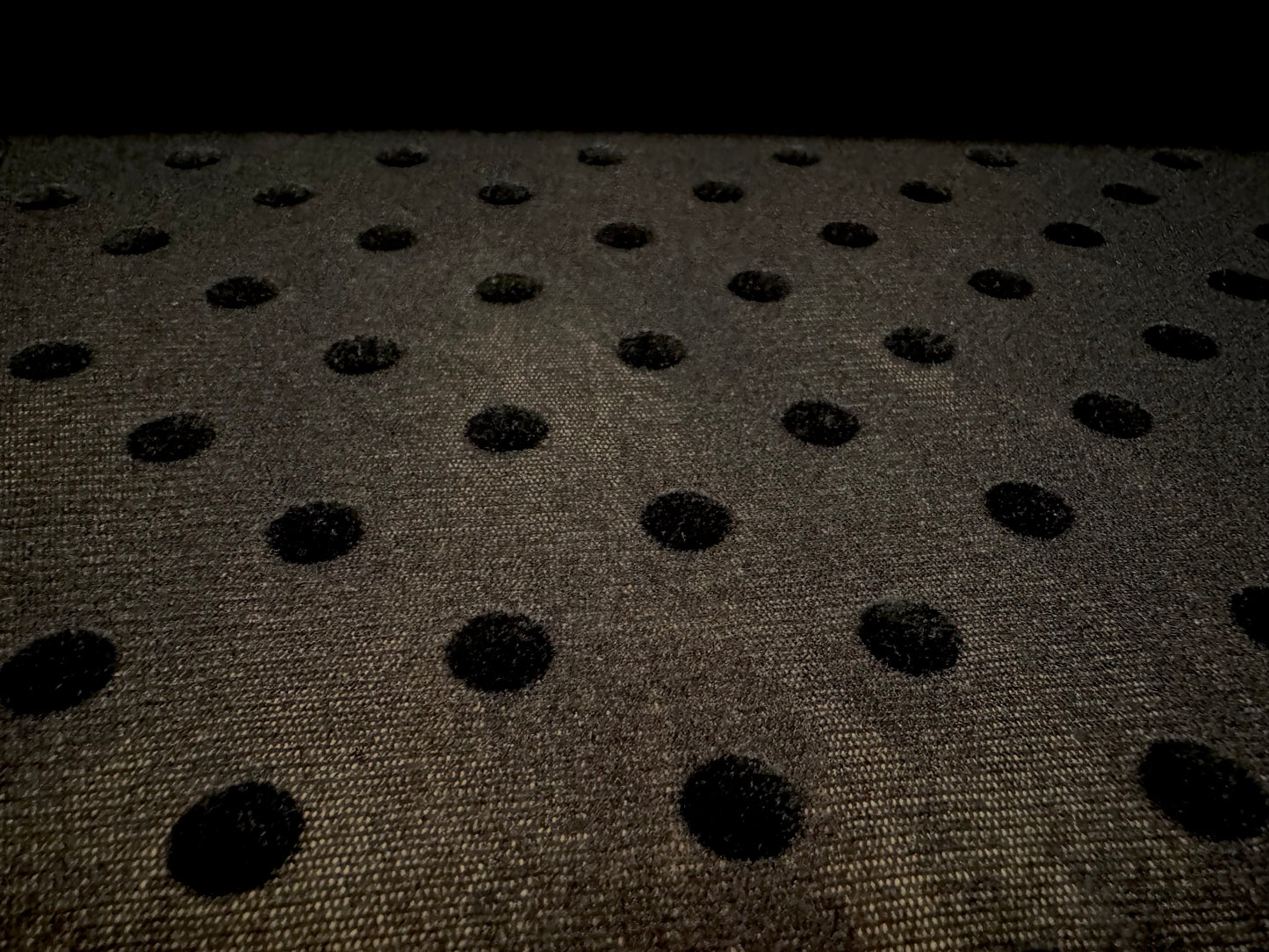 Power mesh net stretch spandex fabric, per metre - Flocked spot print - black