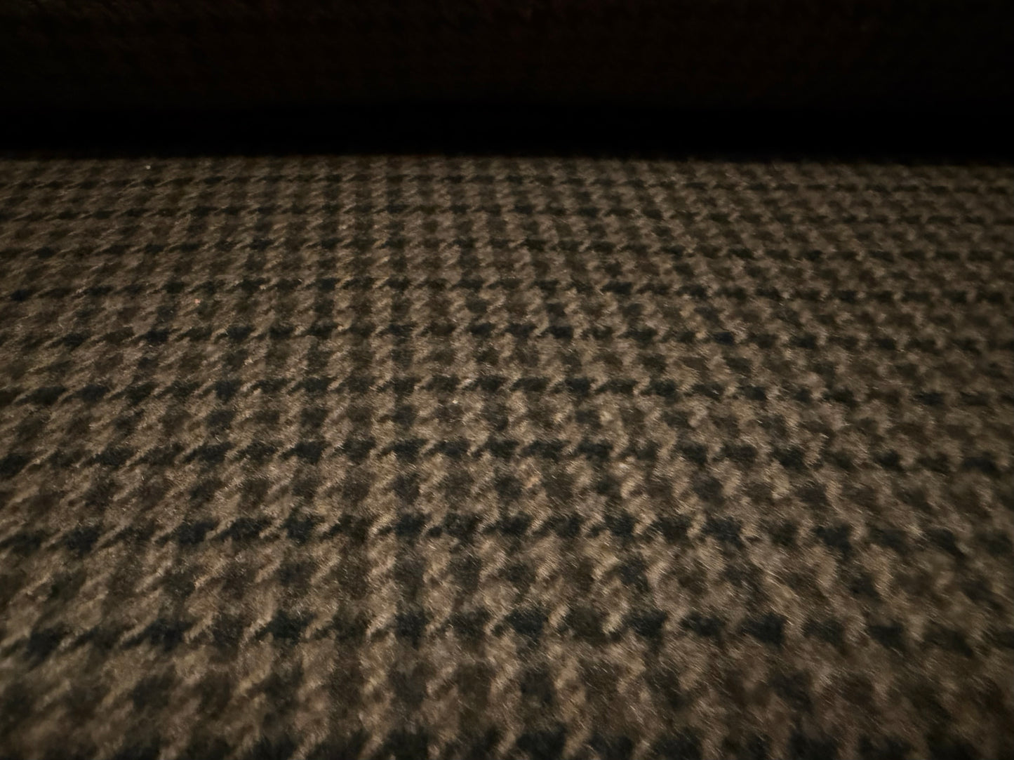 Wool faux fur fabric, per metre - houndstooth - dark brown