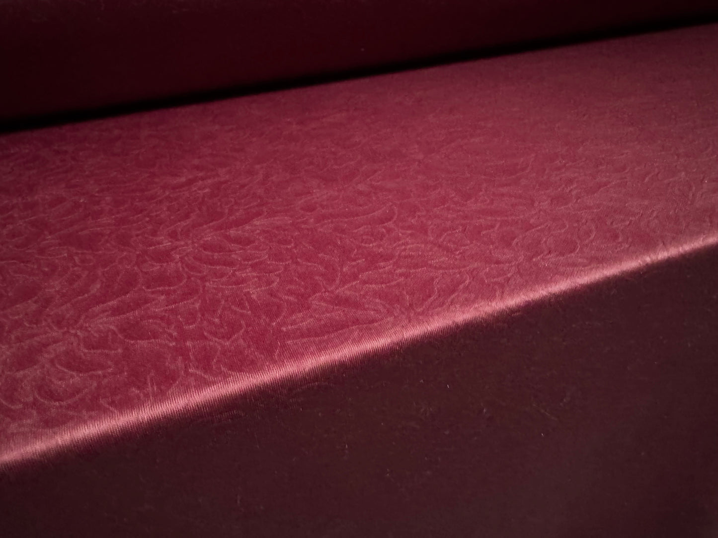 Embossed scuba stretch spandex double jersey fabric, per metre - floral - burgundy