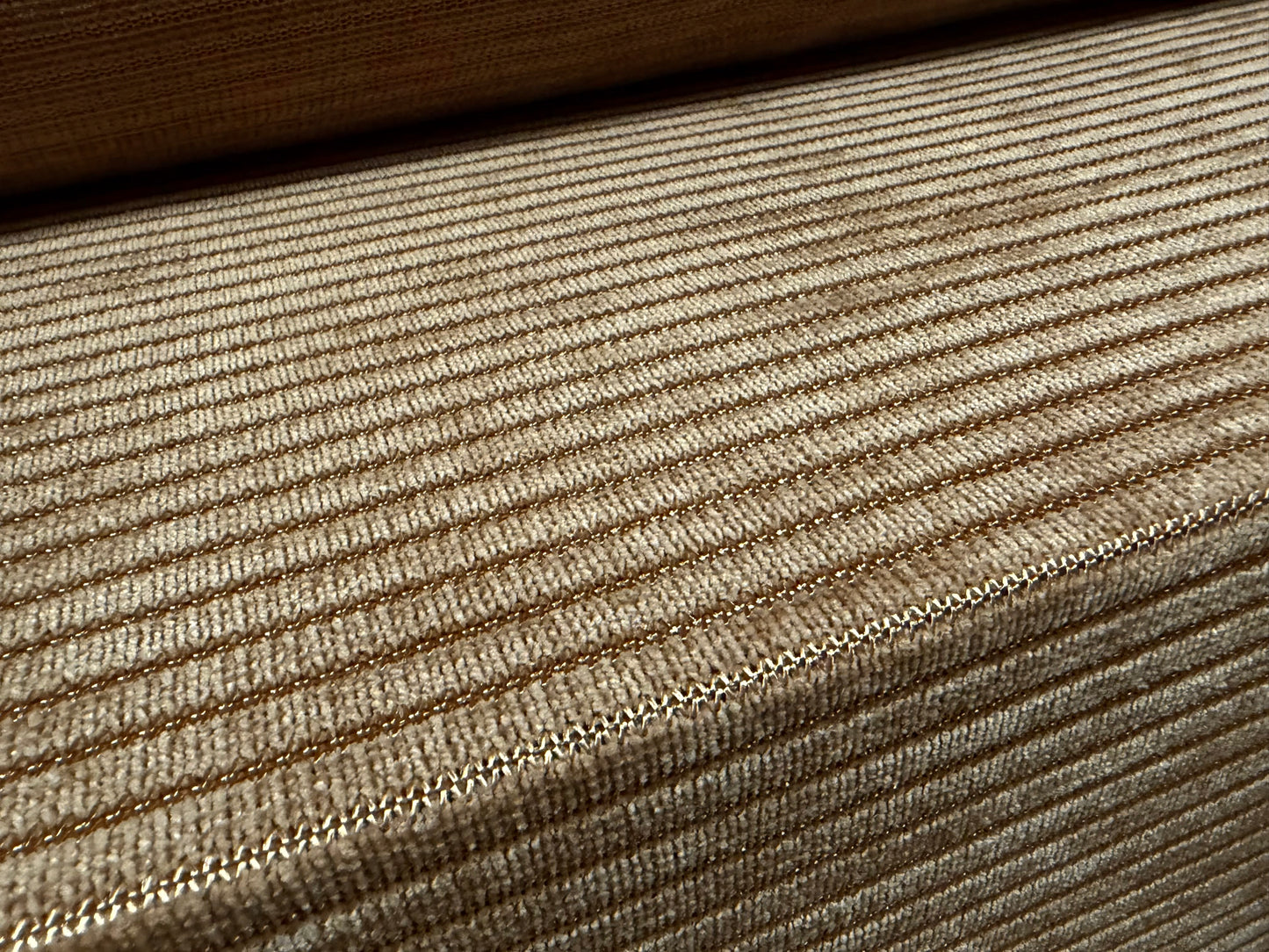 Soft velour knit fabric, per metre - stripe - light brown