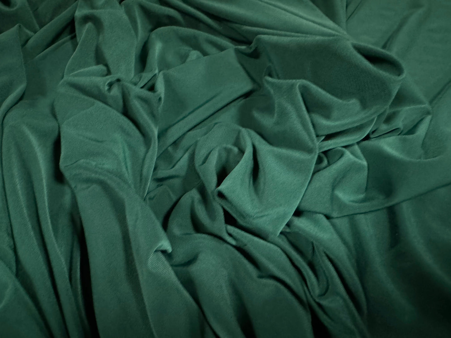 Soft touch spandex stretch jersey dress fabric, per metre - plain - dark jade green