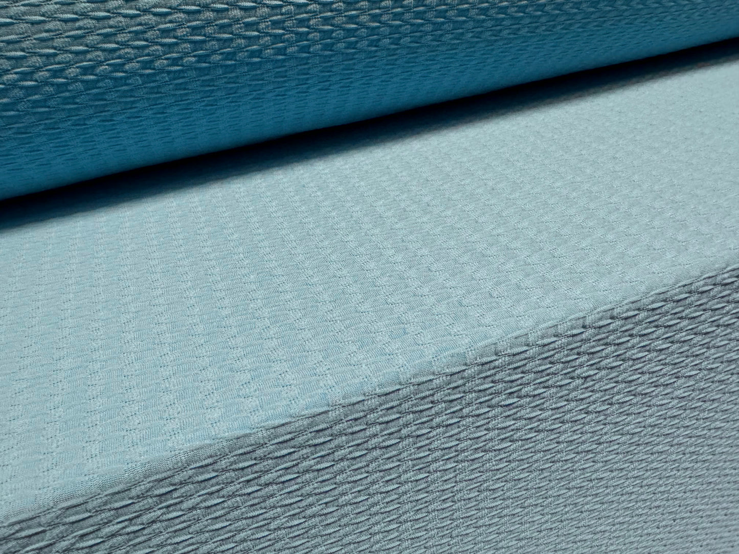 Double jersey knit stretch spandex fabric, per metre - jacquard - sky blue