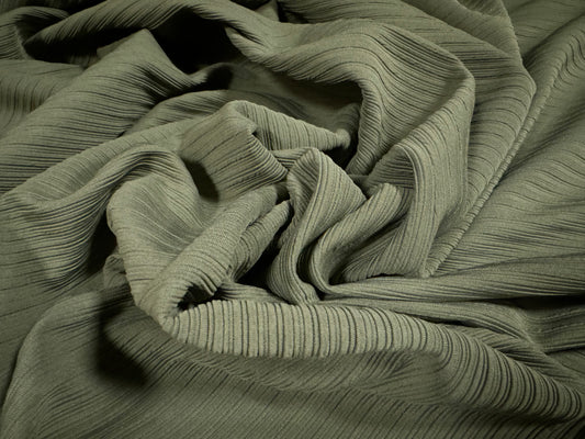 Finely ribbed double jersey fabric, per metre - khaki green