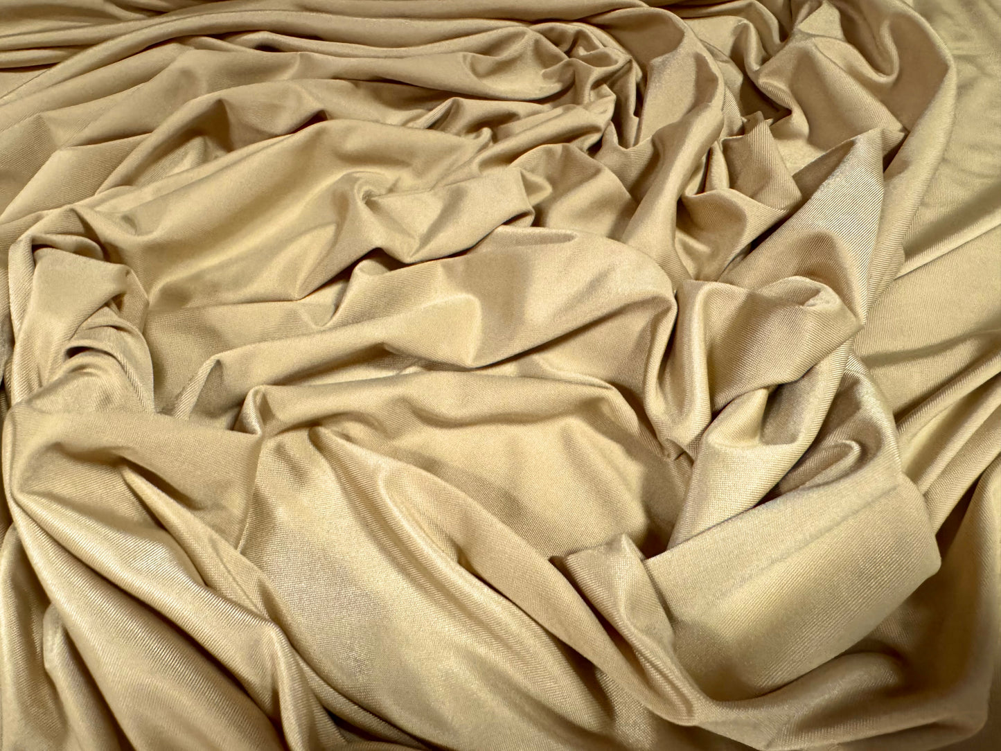 Soft touch spandex stretch jersey dress fabric, per metre - plain - golden wheat