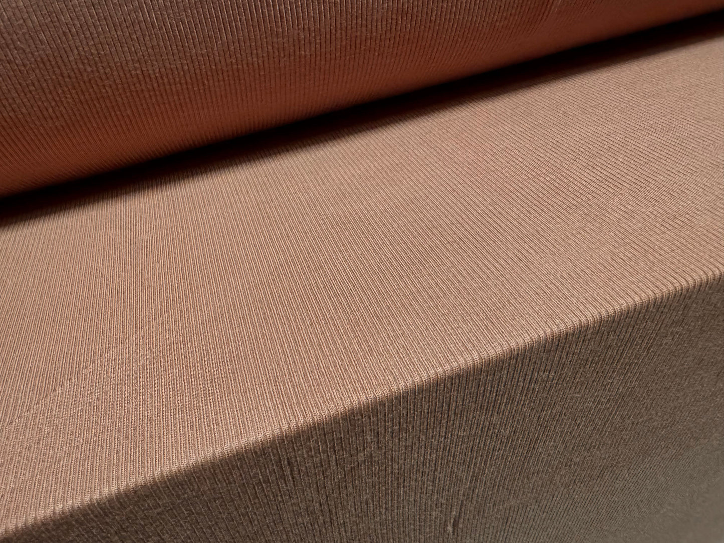 Soft stretch viscose spandex fine rib jersey fabric, per metre - plain - dark nude