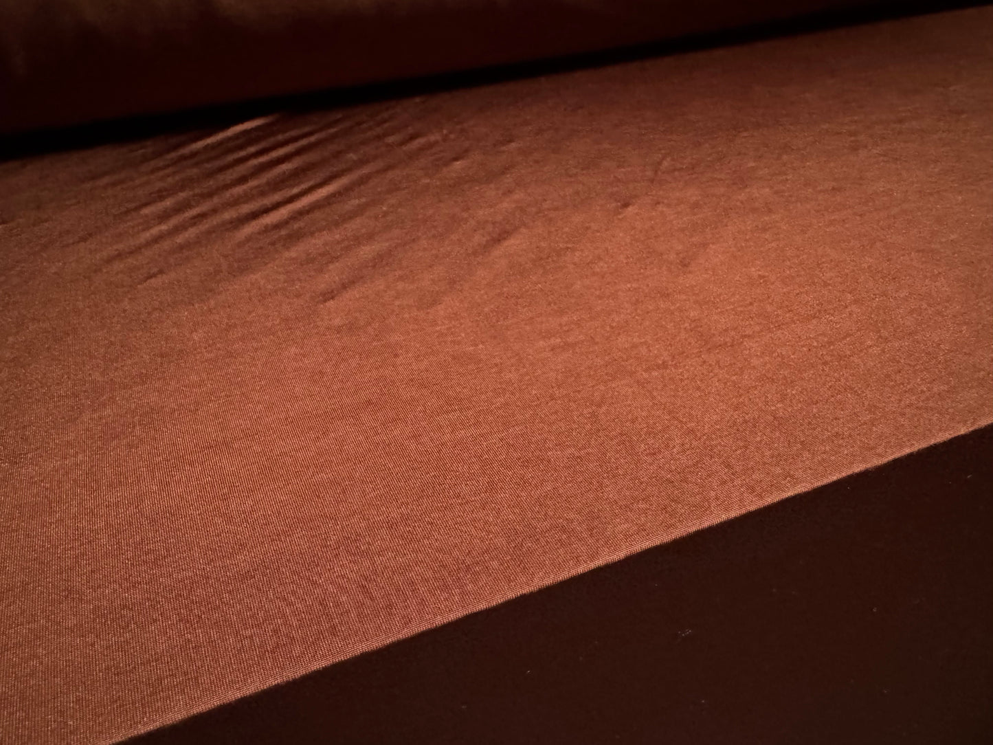Disco shimmer stretch spandex jersey fabric, per metre - plain - chestnut brown
