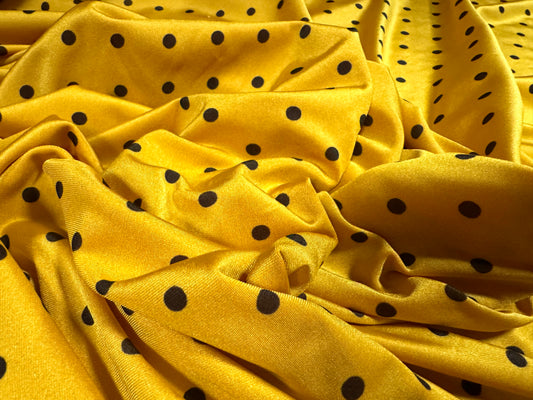 Swimwear stretch spandex jersey fabric, per metre - polka dot print - yellow gold