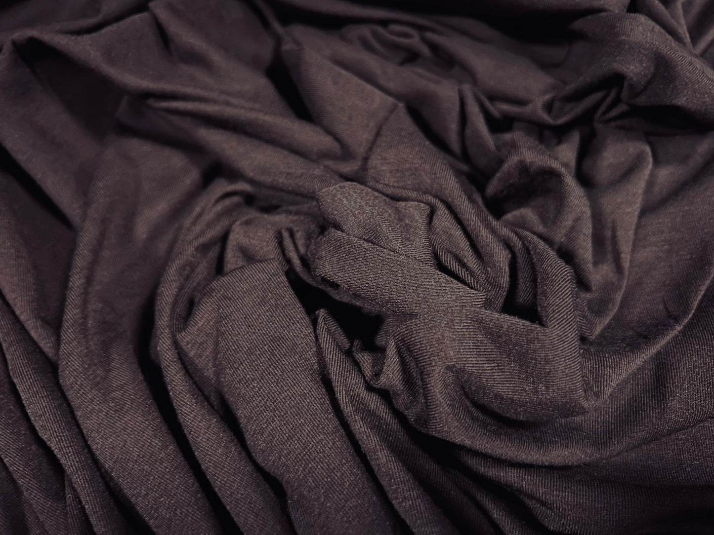 Lightweight viscose single jersey fabric, per metre - plain - dark aubergine brown