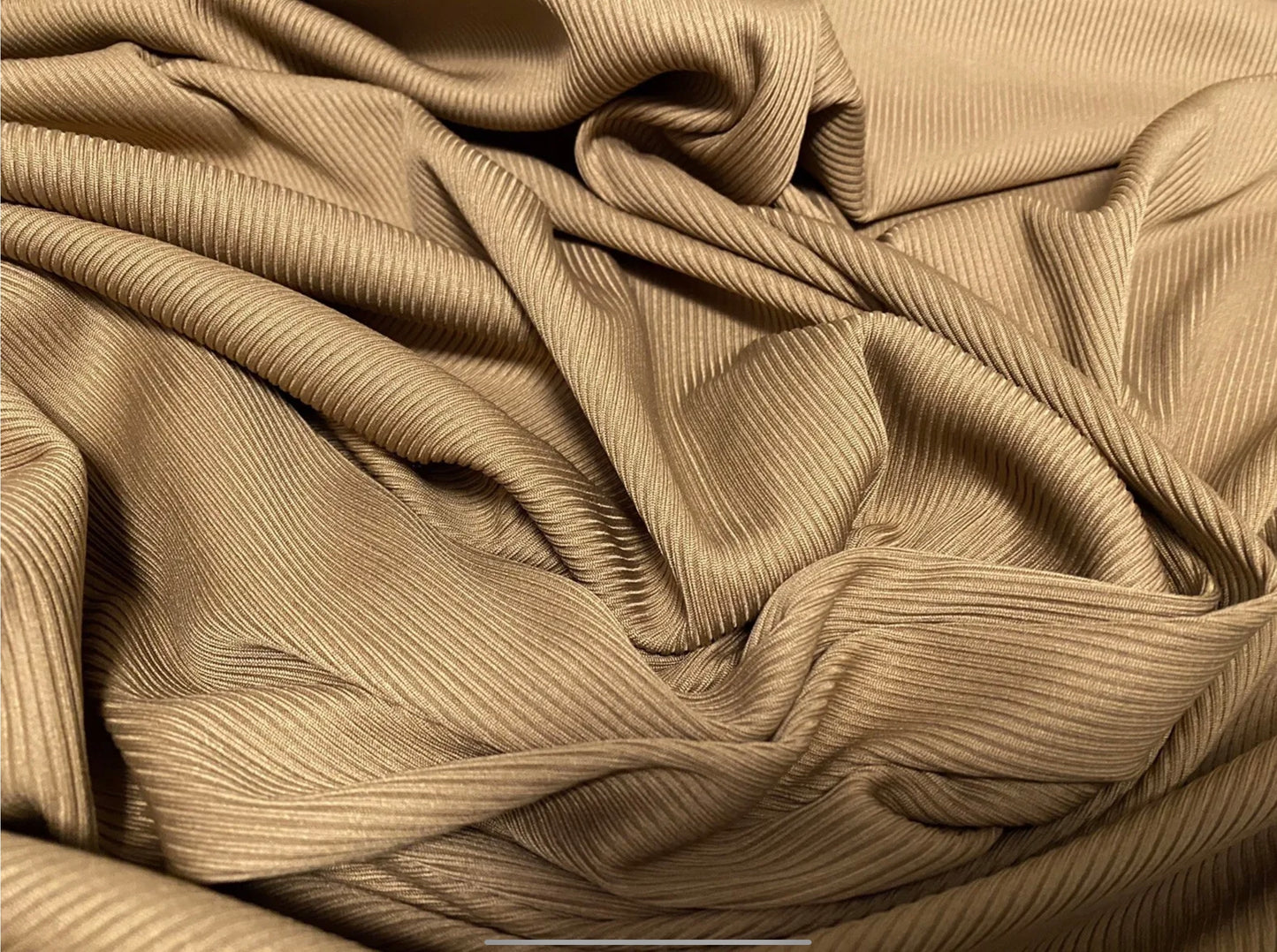 Heavyweight stretch spandex rib jersey fabric, per metre - plain - camel