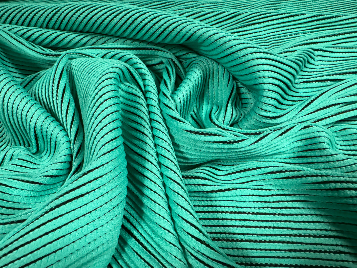 Raised rib contrast jersey knit fabric, per metre - mint green