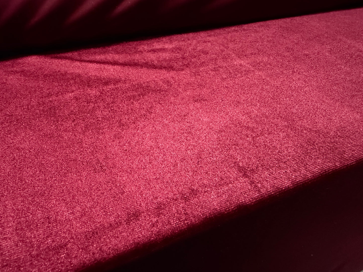 Spandex velvet stretch dress fabric, per metre - plain - ruby red