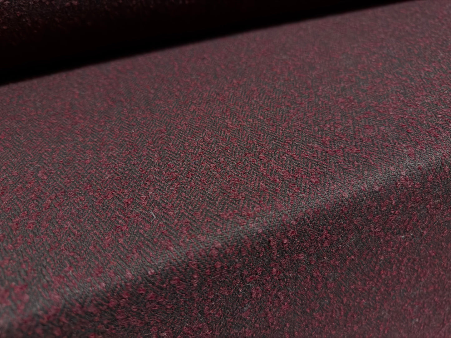 Wool bouclé fabric, per metre - plain - burgundy