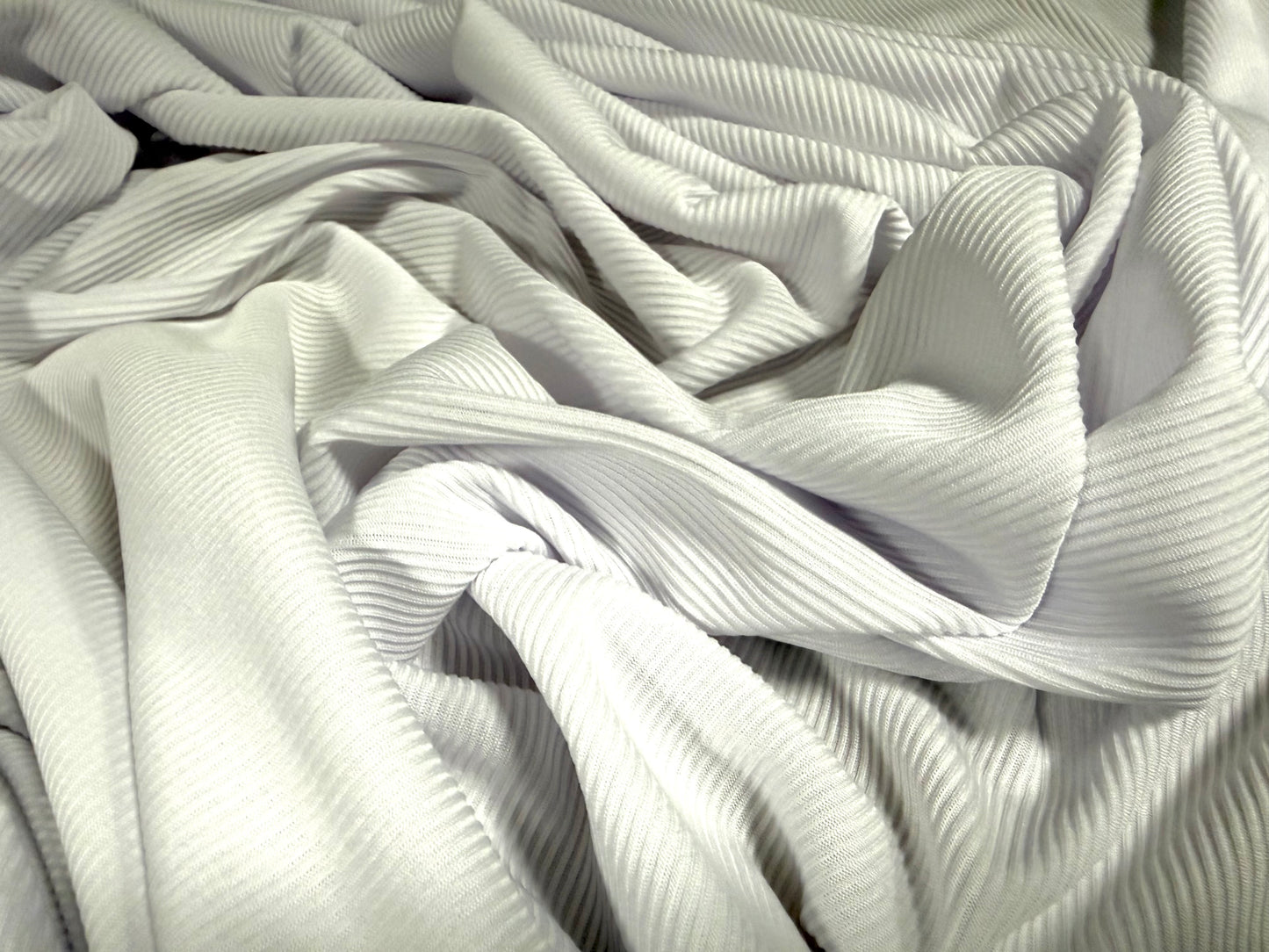 Fine stretch spandex rib jersey fabric, per metre - plain - white