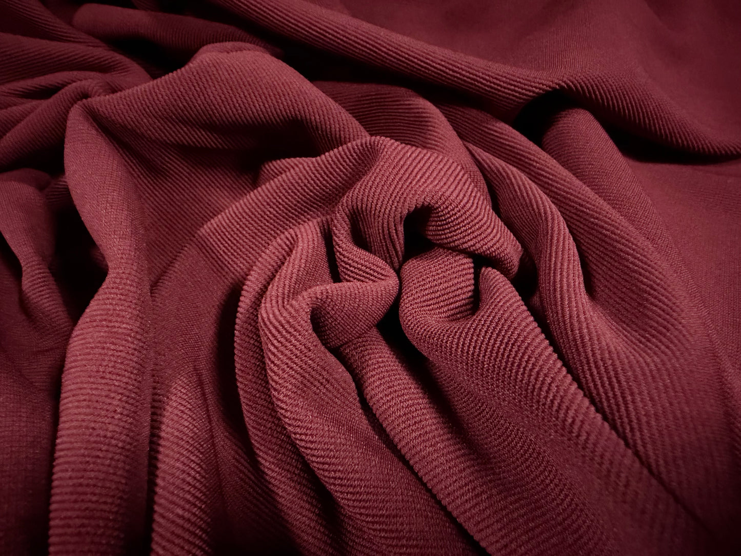Fine ottoman rib stretch double jersey fabric , per metre - plain - wine