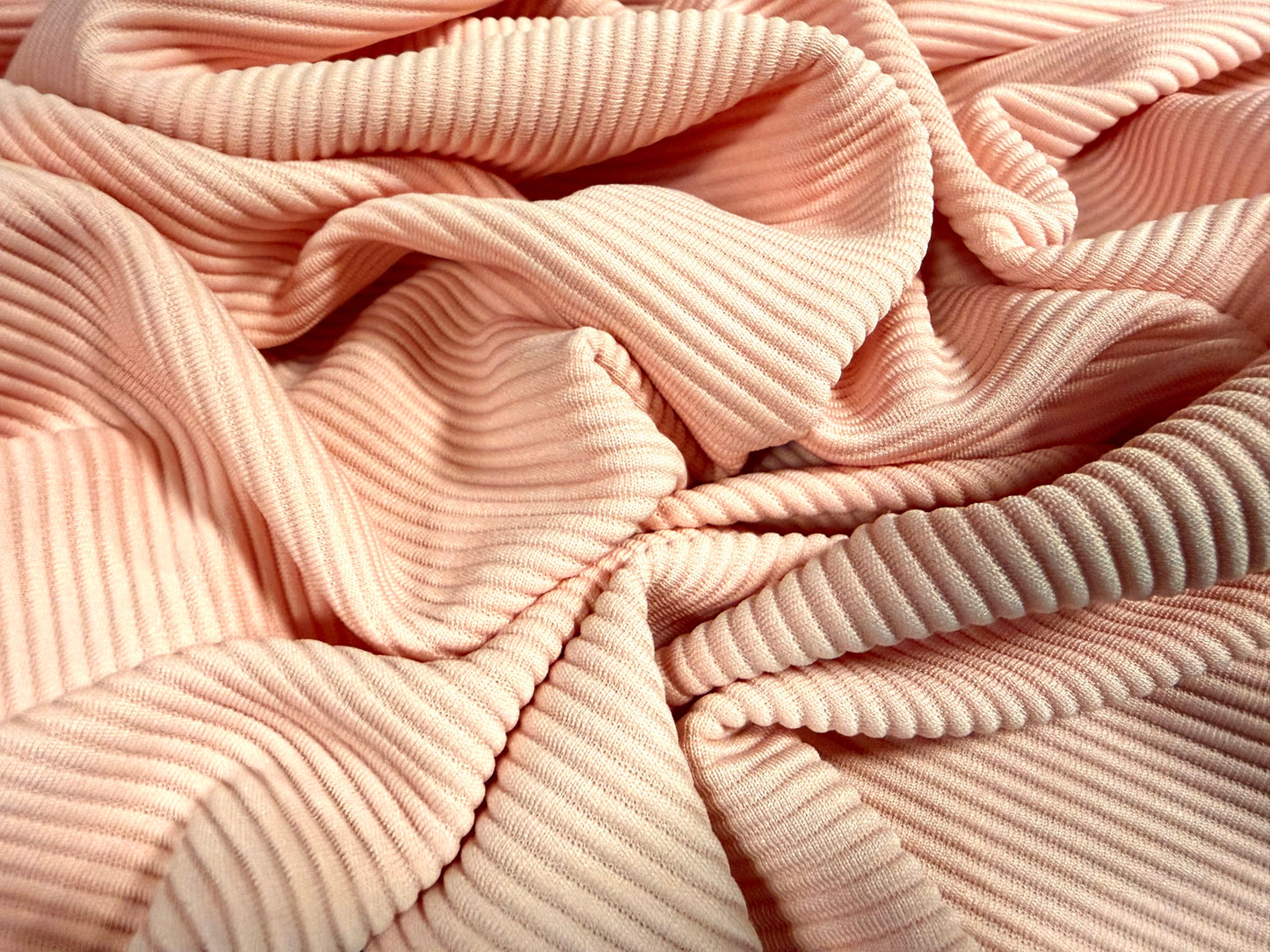 Ottoman rib stretch double jersey fabric, per metre - plain - baby pink