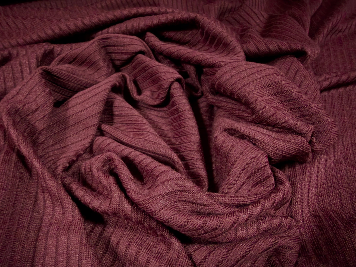 Stretch knitwear rib jersey fabric, per metre - solid - burgundy