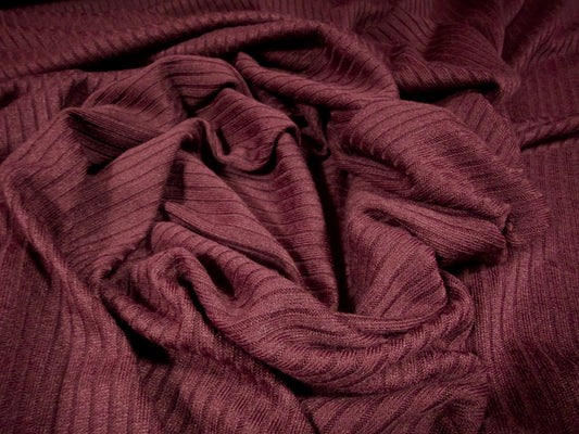 Stretch knitwear rib jersey fabric, per metre - solid - burgundy