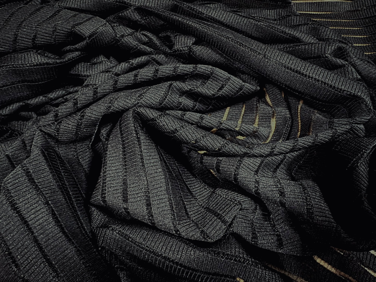 Stretch spandex rib jersey fabric, per metre - burnout stripe - black