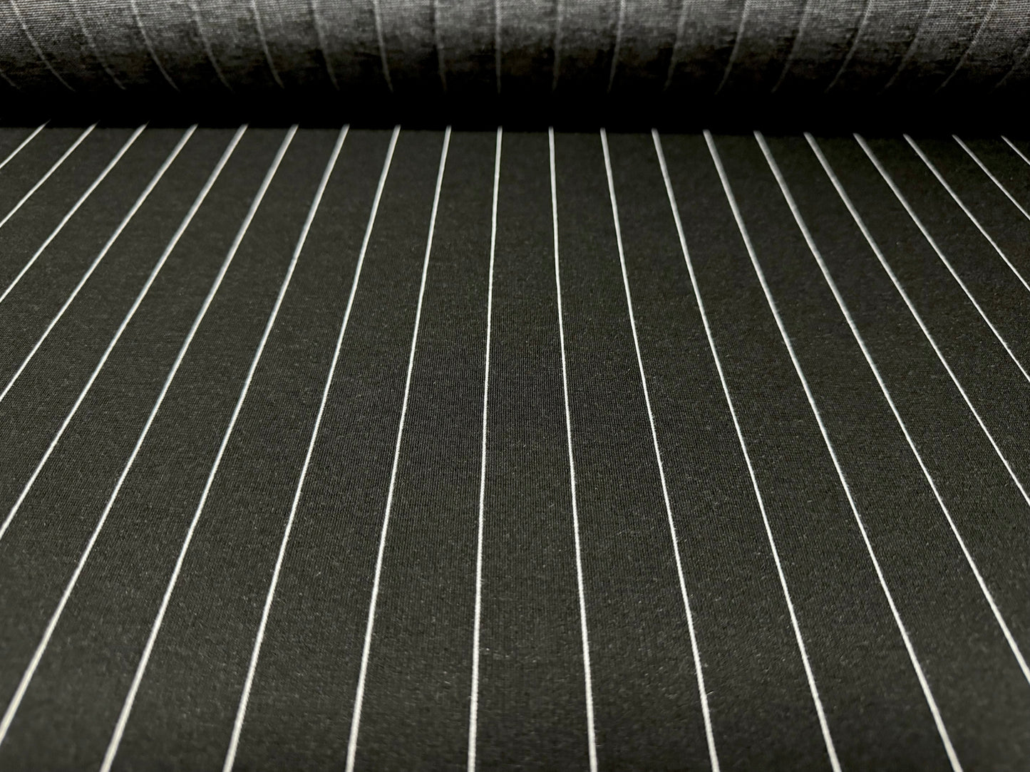 Ponte Roma double jersey knit stretch fabric, per metre - pinstripe - black & white