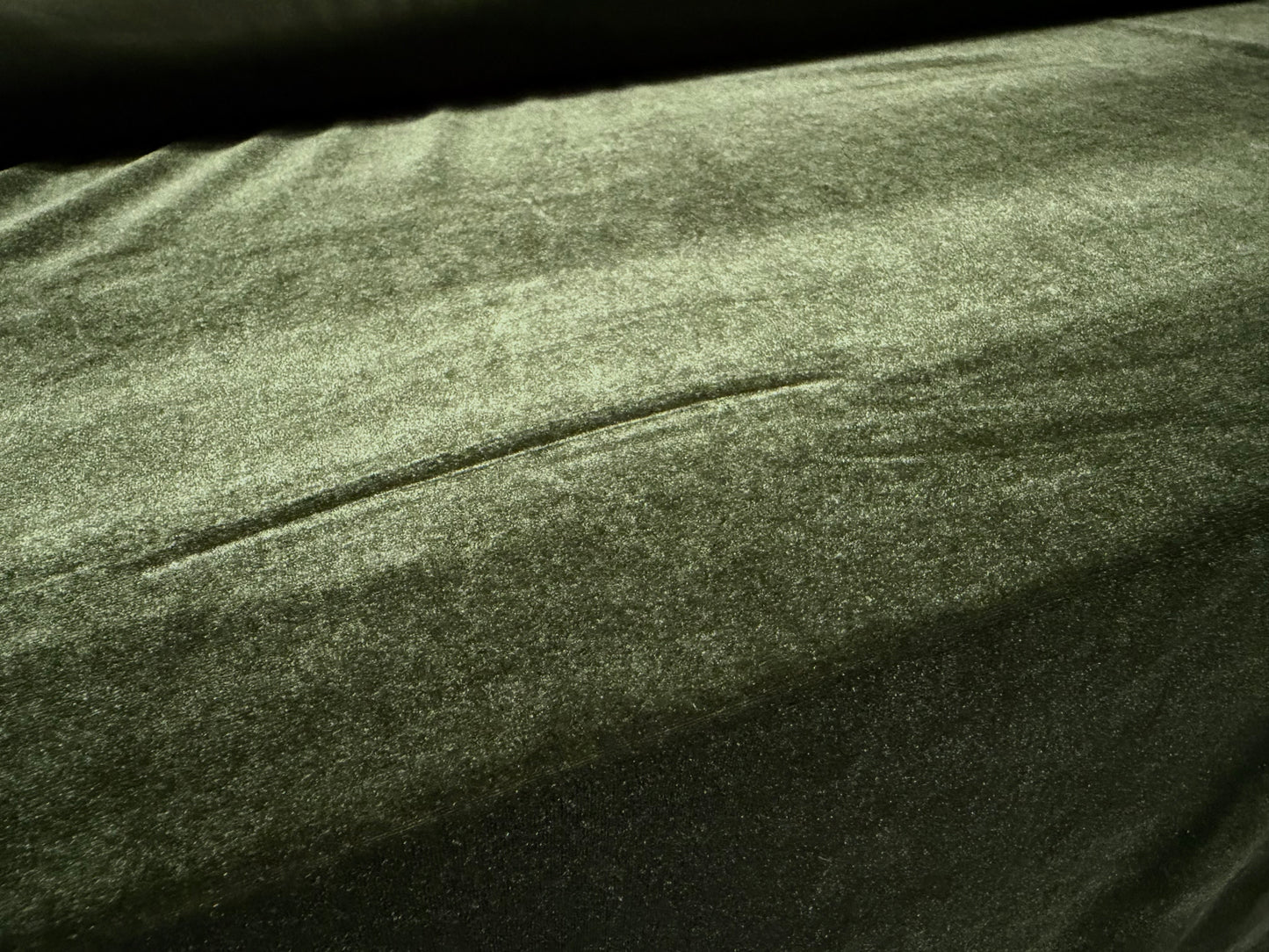 Spandex velvet stretch dress fabric, per metre - plain - oak green