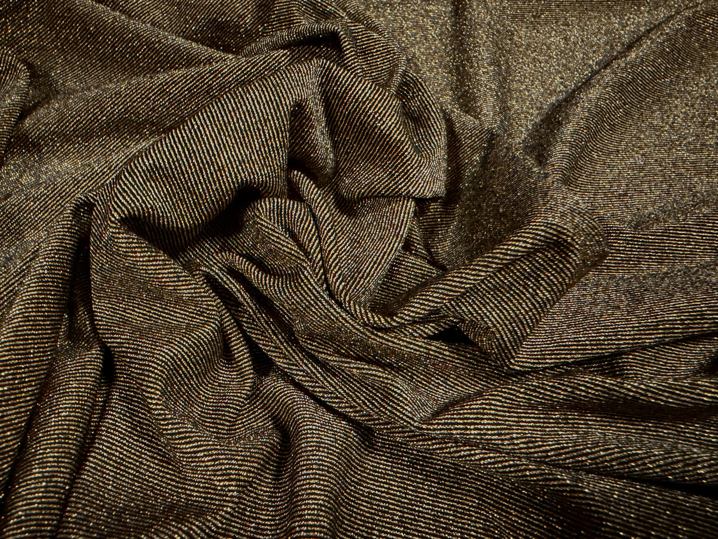 Metallic stretch single jersey fabric, per metre - bronze with gold lurex