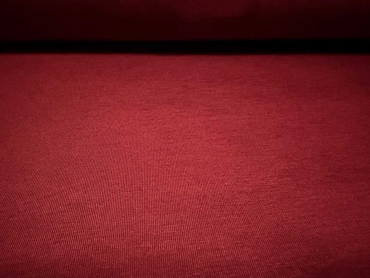 Viscose spandex stretch single jersey fabric, per metre - plain - garnet red