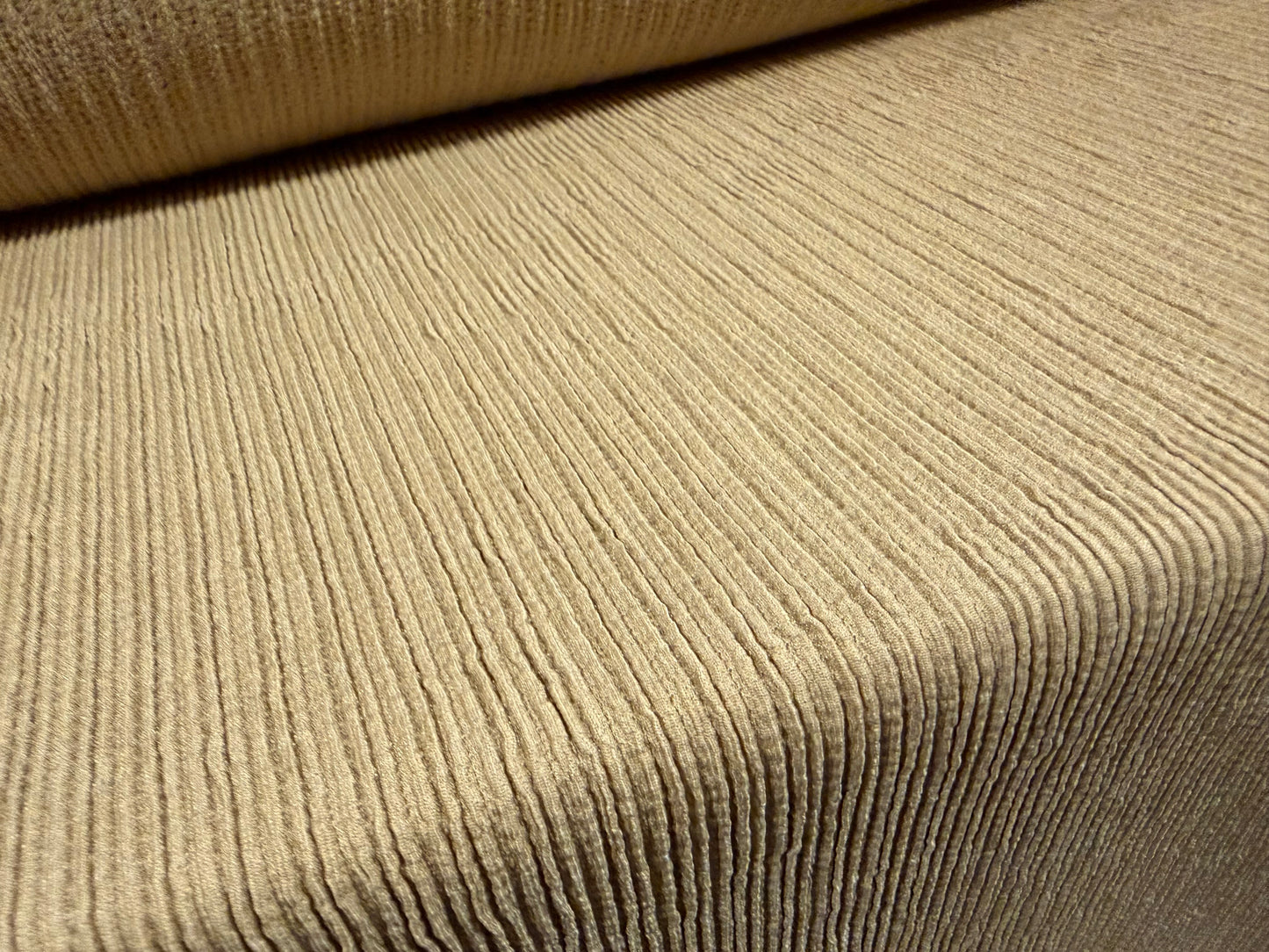 Stretch spandex ripple rib jersey fabric with loopback, per metre - plain - light brown