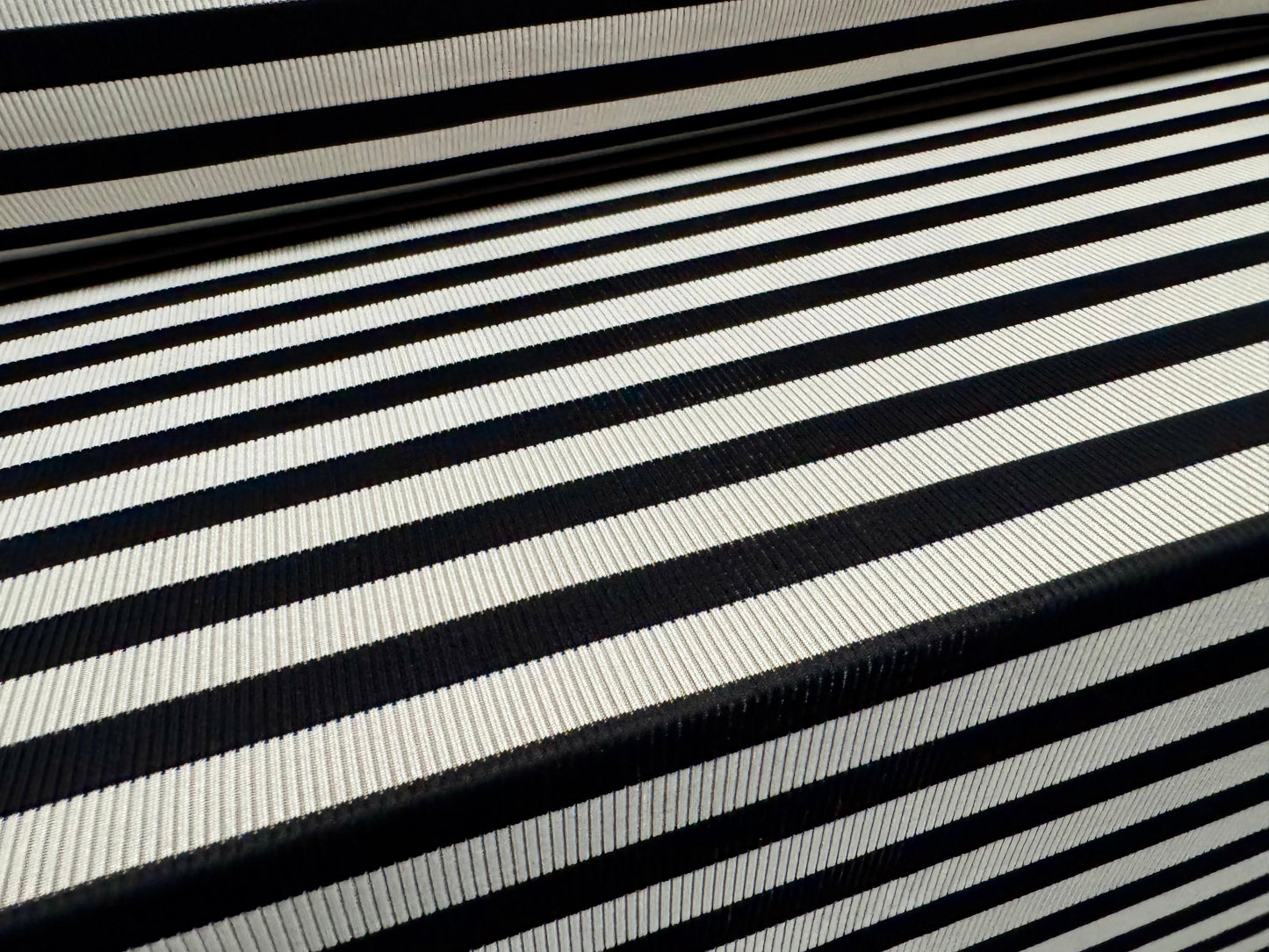 Stretch Spandex rib jersey fabric, per metre - stripe - black & light grey