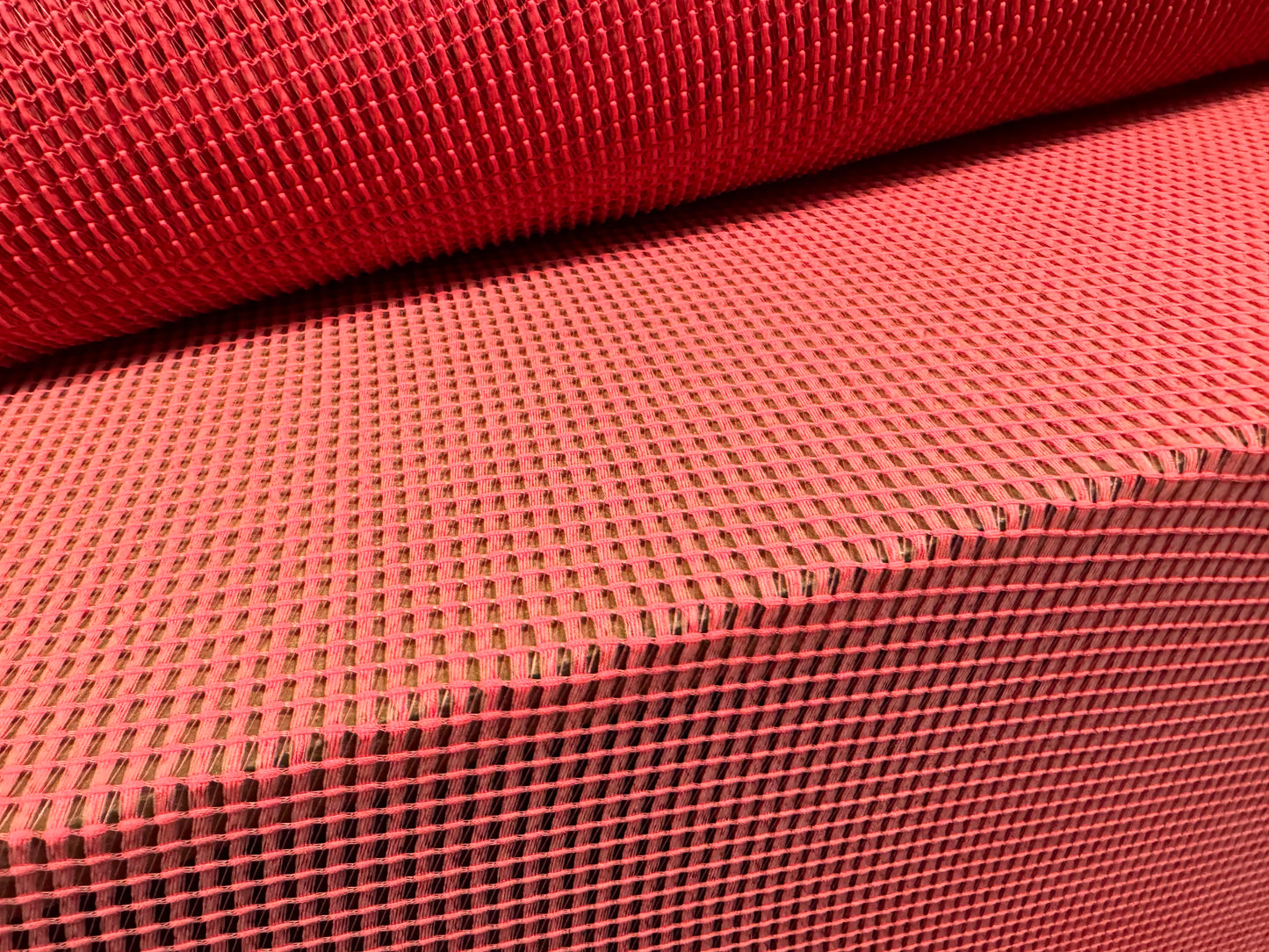 Stretch fishnet square mesh net jersey fabric, per metre - plain - coral