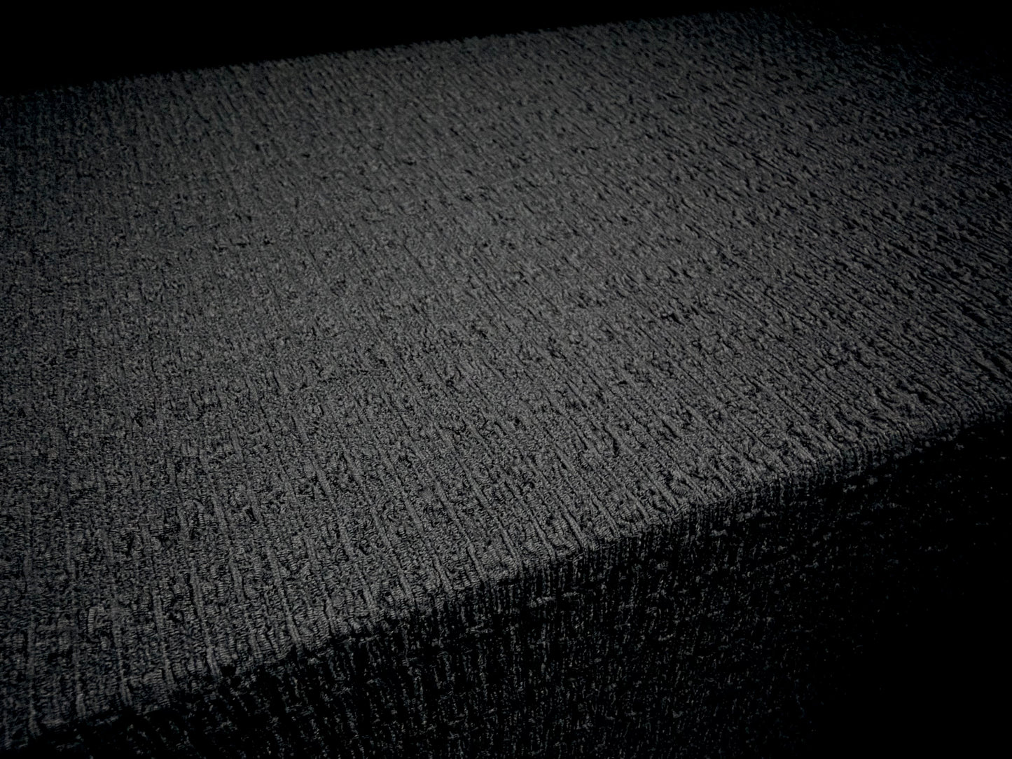 Stretch crepe woven fashion fabric, per metre - seersucker stripe - black