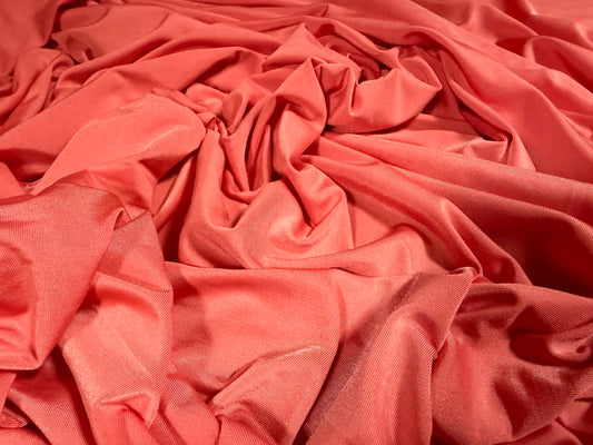 Soft touch spandex stretch jersey fabric, per metre - plain - coral