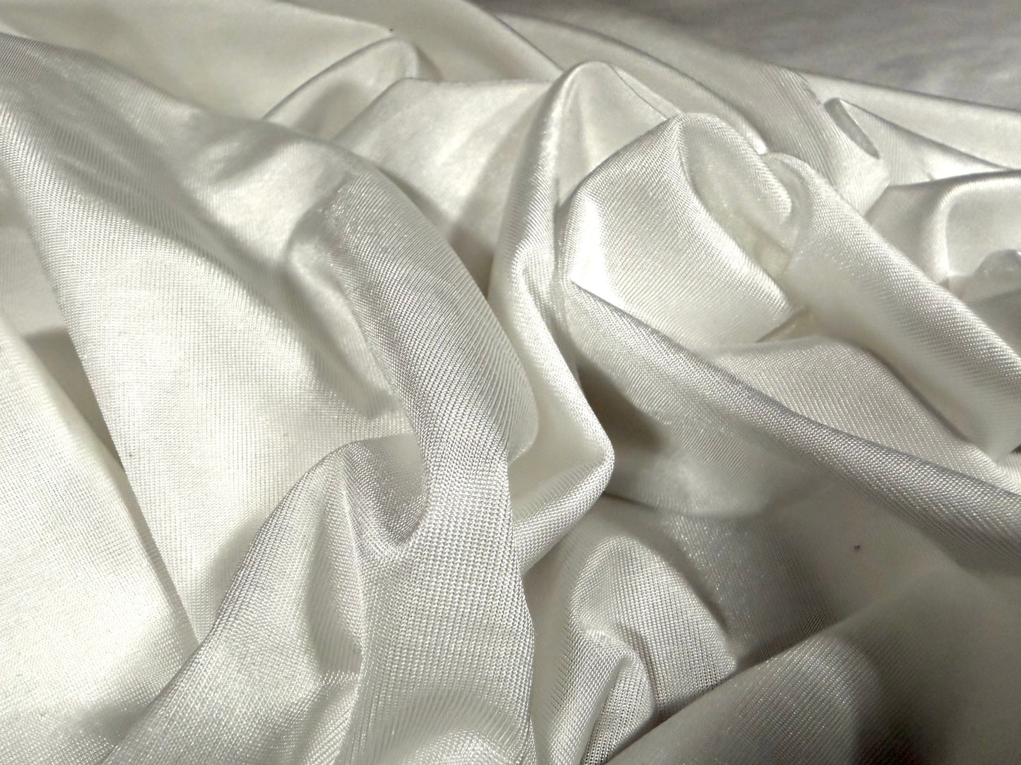 Disco shimmer Spandex stretch single jersey fabric, per metre - plain - ivory