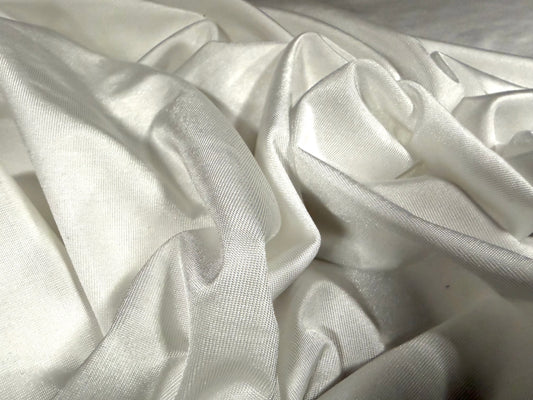 Disco shimmer Spandex stretch single jersey fabric, per metre - plain - ivory