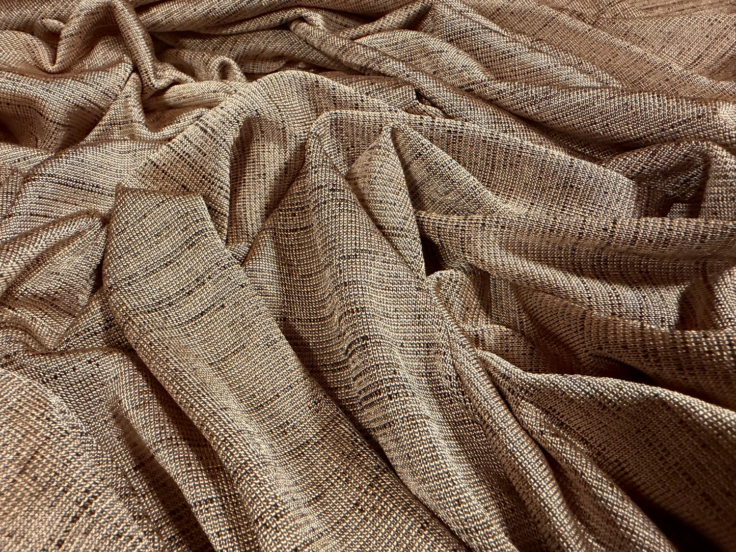 Slinky stretch spandex jersey fabric, per metre - melange - nude & grey