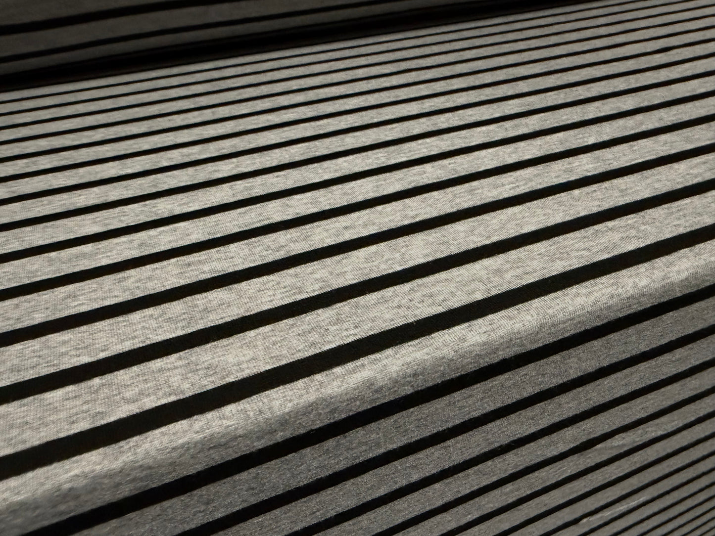 Viscose spandex stretch single jersey fabric, per metre - stripe - grey marl & black
