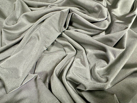 Disco shimmer stretch spandex jersey fabric, per metre - plain - silver