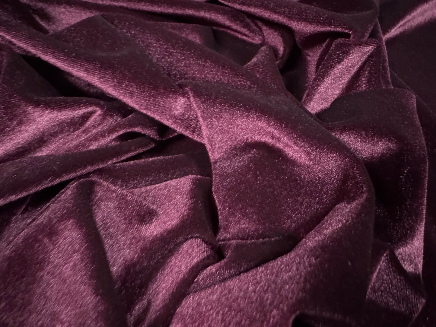 Spandex velvet stretch dress fabric, per metre - plain - purple