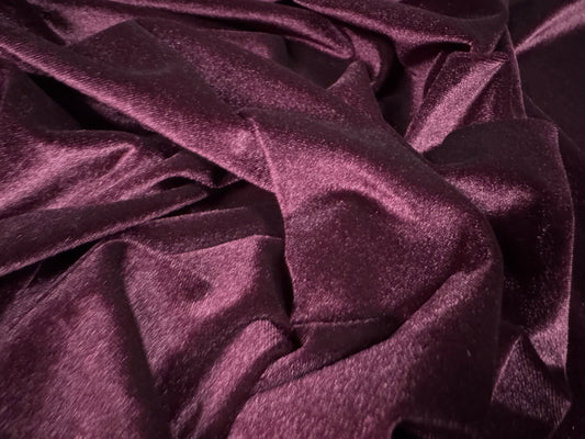 Spandex velvet stretch dress fabric, per metre - plain - purple