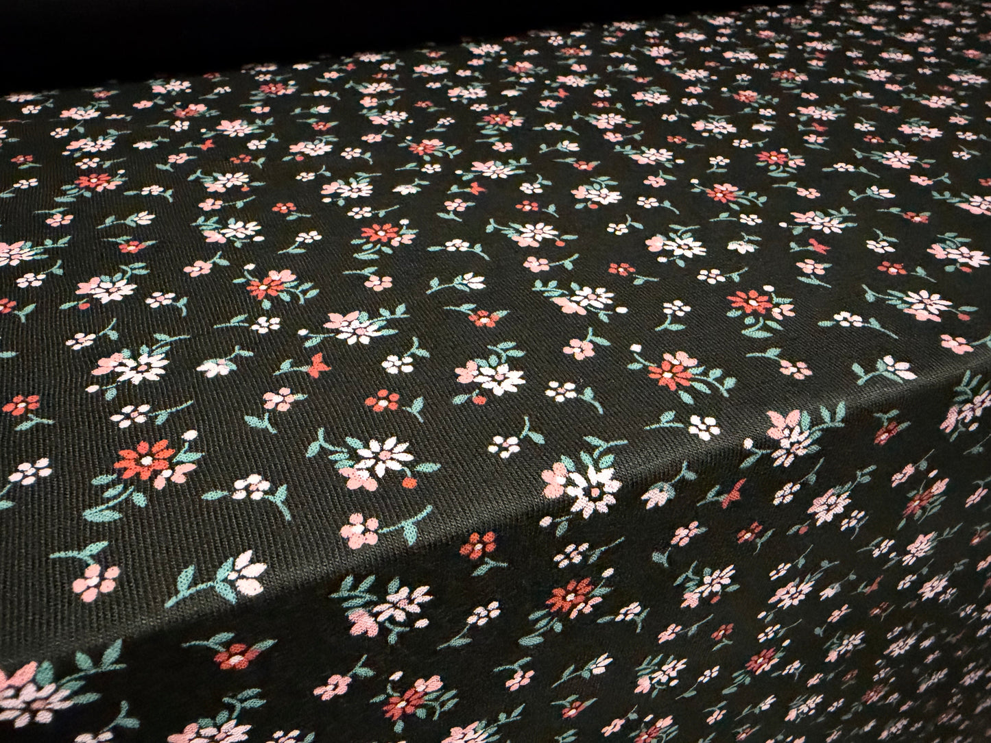Viscose spandex stretch single jersey fabric, per metre - ditsy print - black & blush pink
