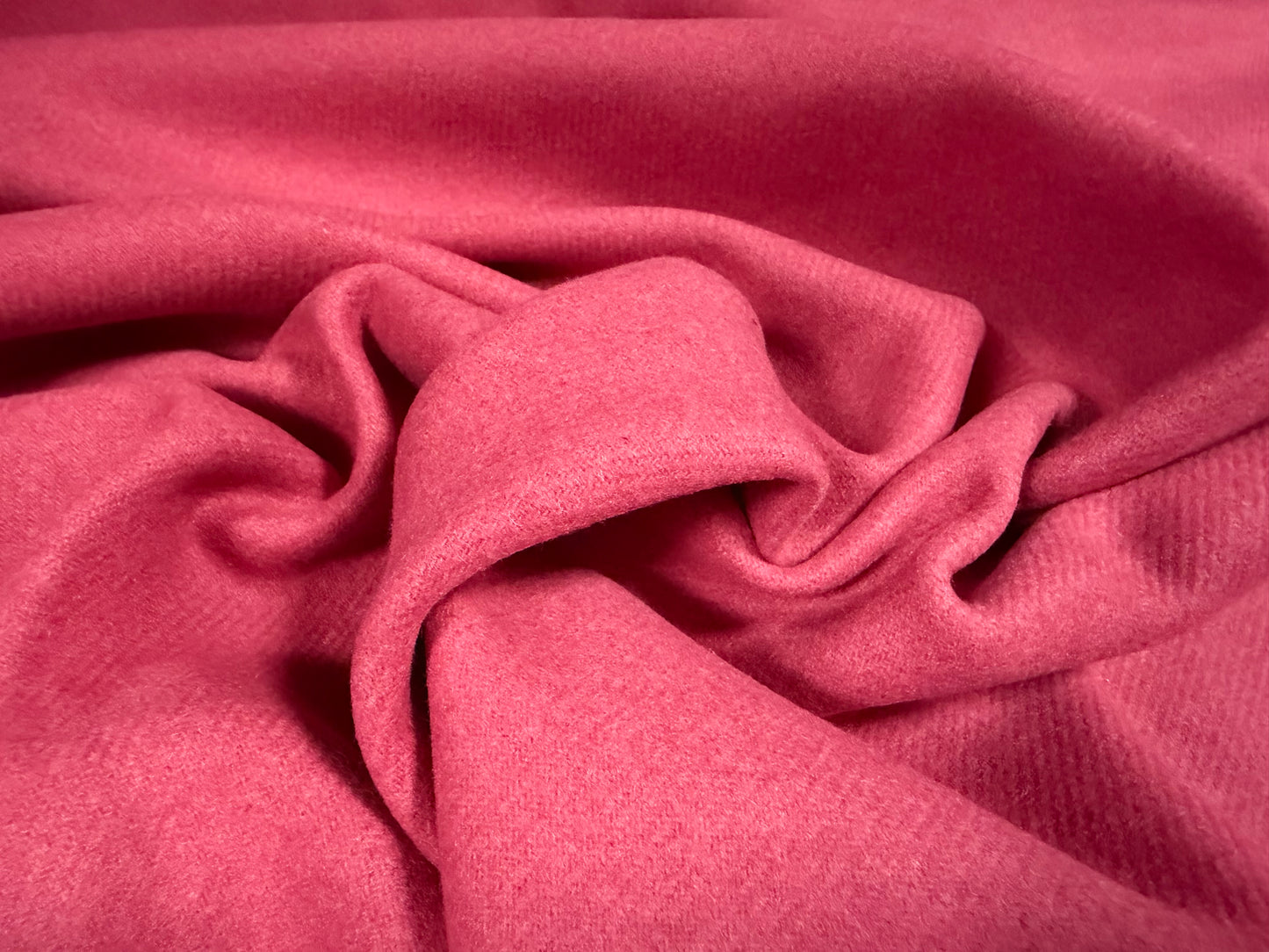 Heavyweight wool flannel fabric, per metre - plain - raspberry pink