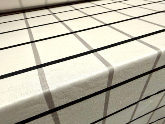 Soft handle single jersey fashion fabric, per metre - matrix check print - ivory