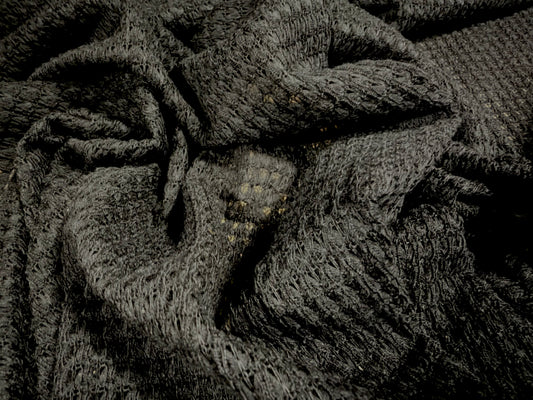 Waffle knit jersey fabric, per metre - solid - black