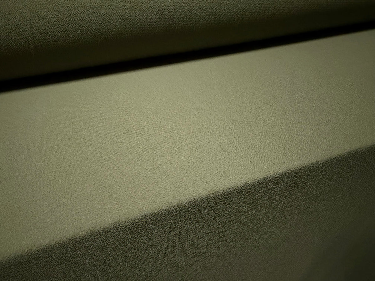 Bubble crepe plain weave fabric with spandex - khaki green