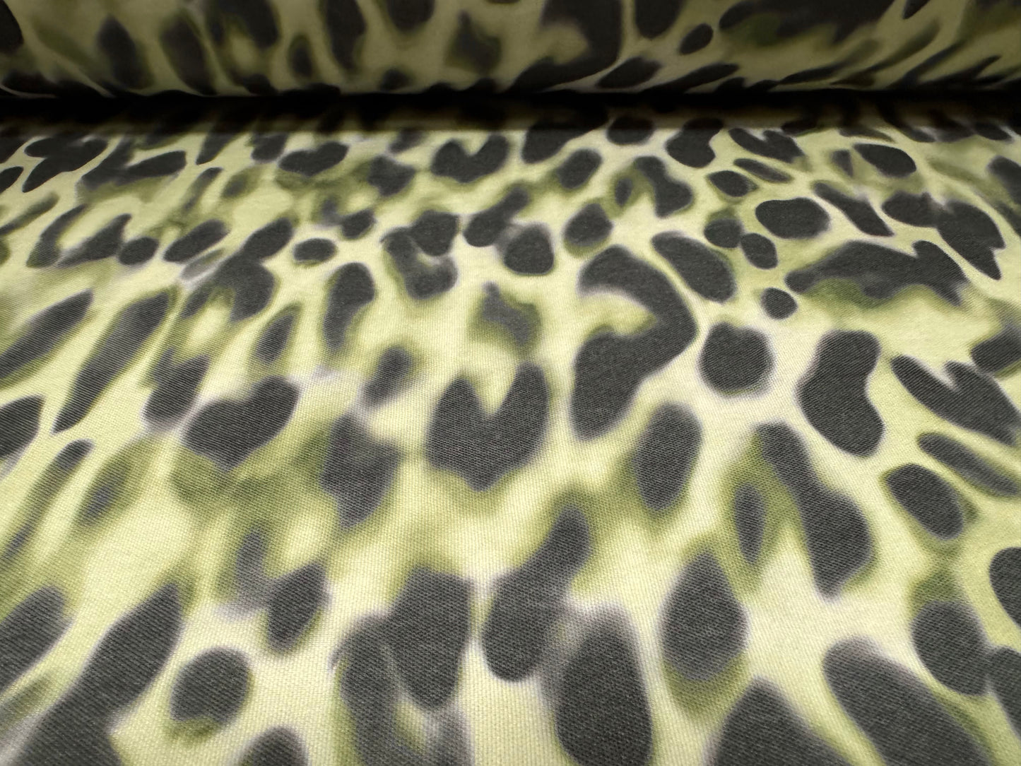 Double jersey upholstery fabric, per metre - soft focus animal print - sage green