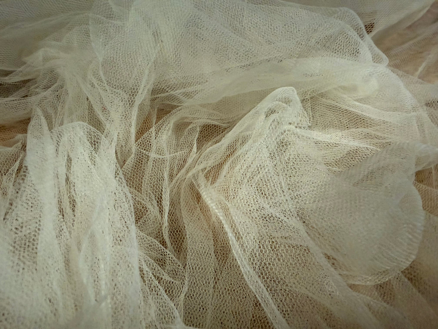 Double width tulle tutu mesh net fabric, per metre - plain - cream