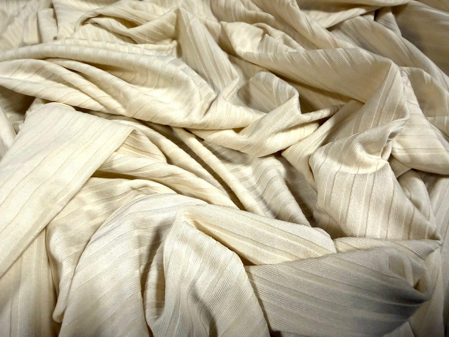 Stretch spandex rib jersey fabric, per metre - plain - cream