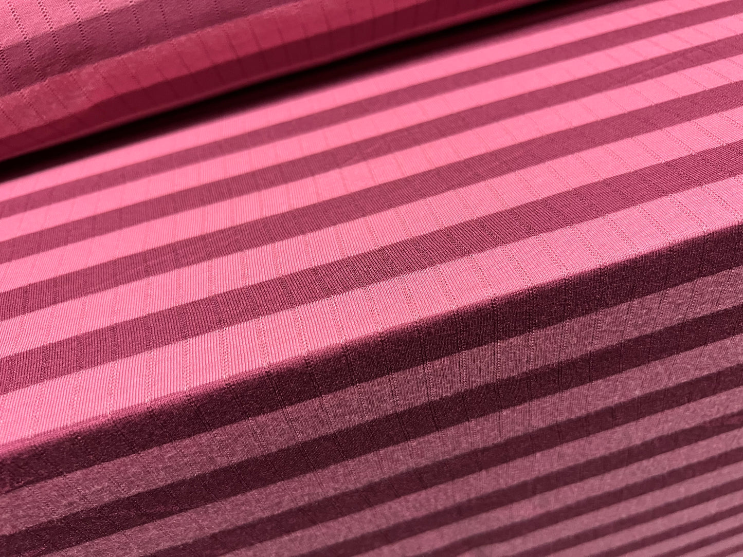 Ribbed viscose blend single jersey fabric, per metre - stripe - pink & mauve