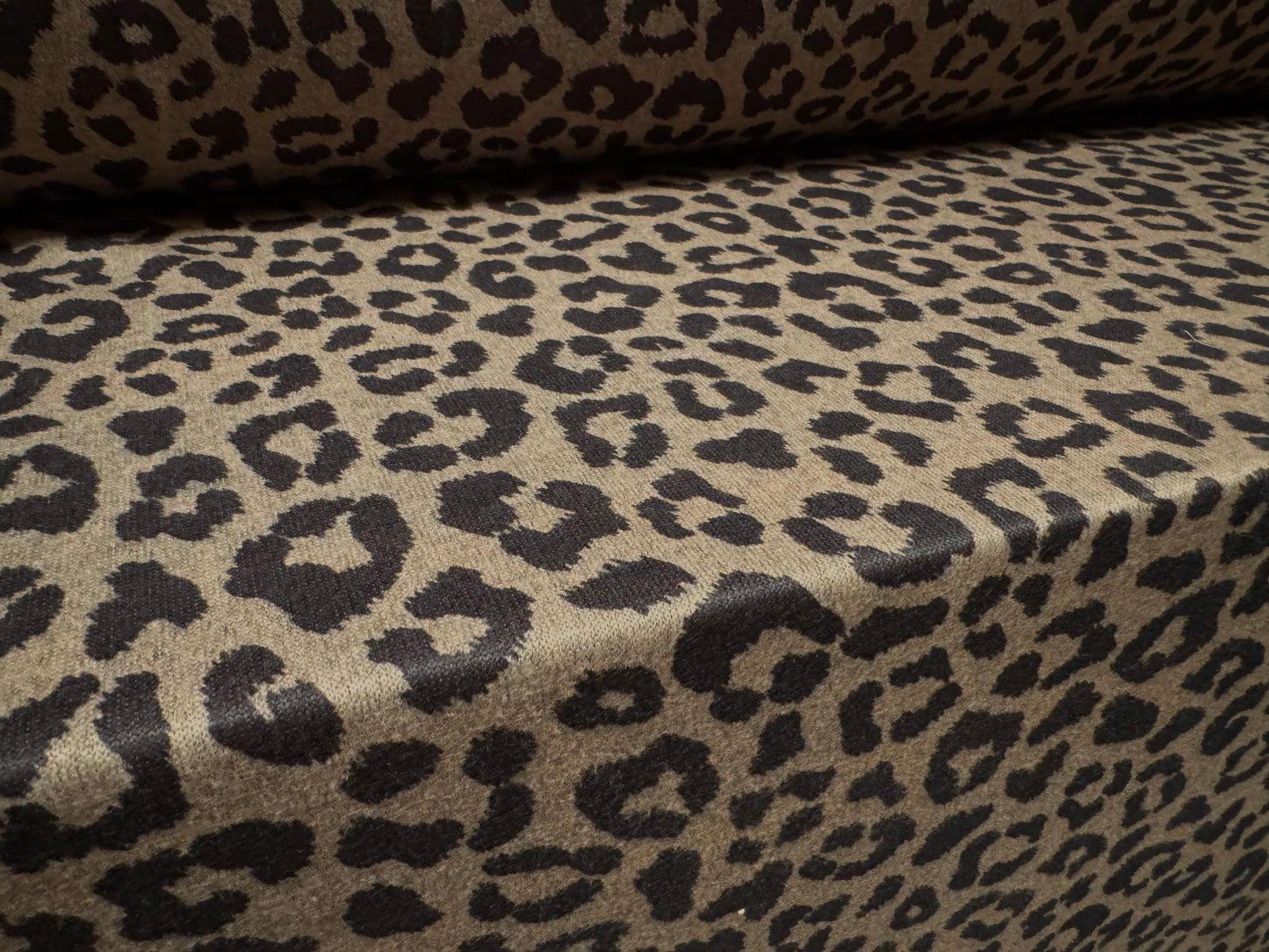 Double jersey knitwear fabric, per metre - cheetah animal print - taupe