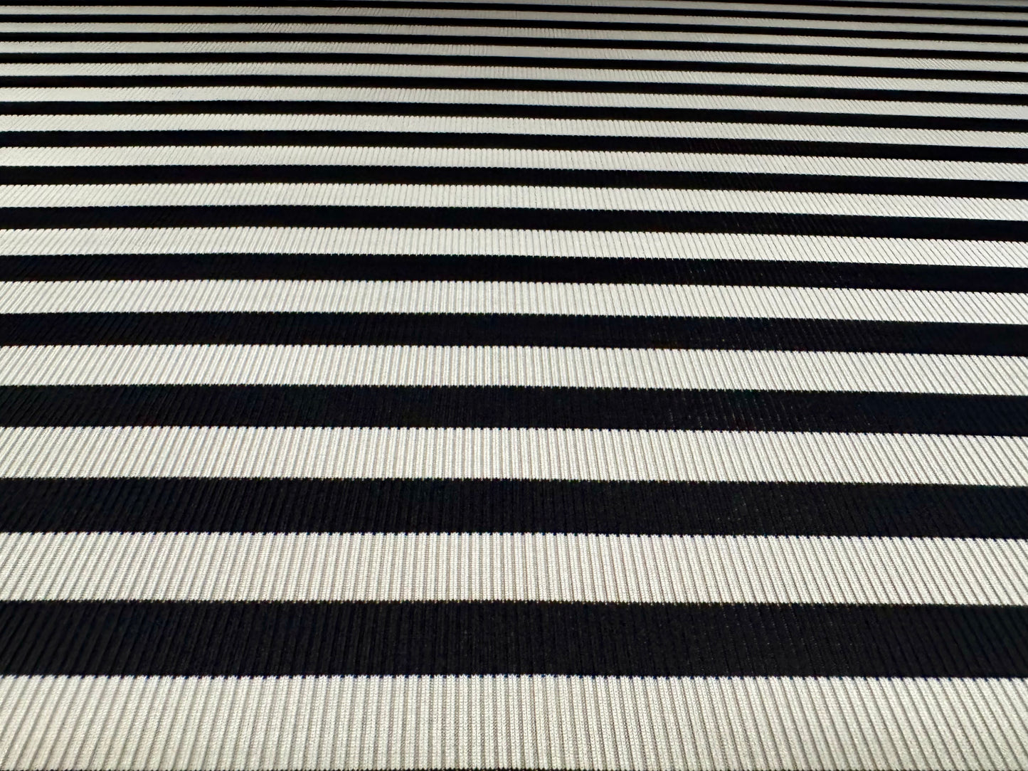 Stretch Spandex rib jersey fabric, per metre - stripe - black & light grey