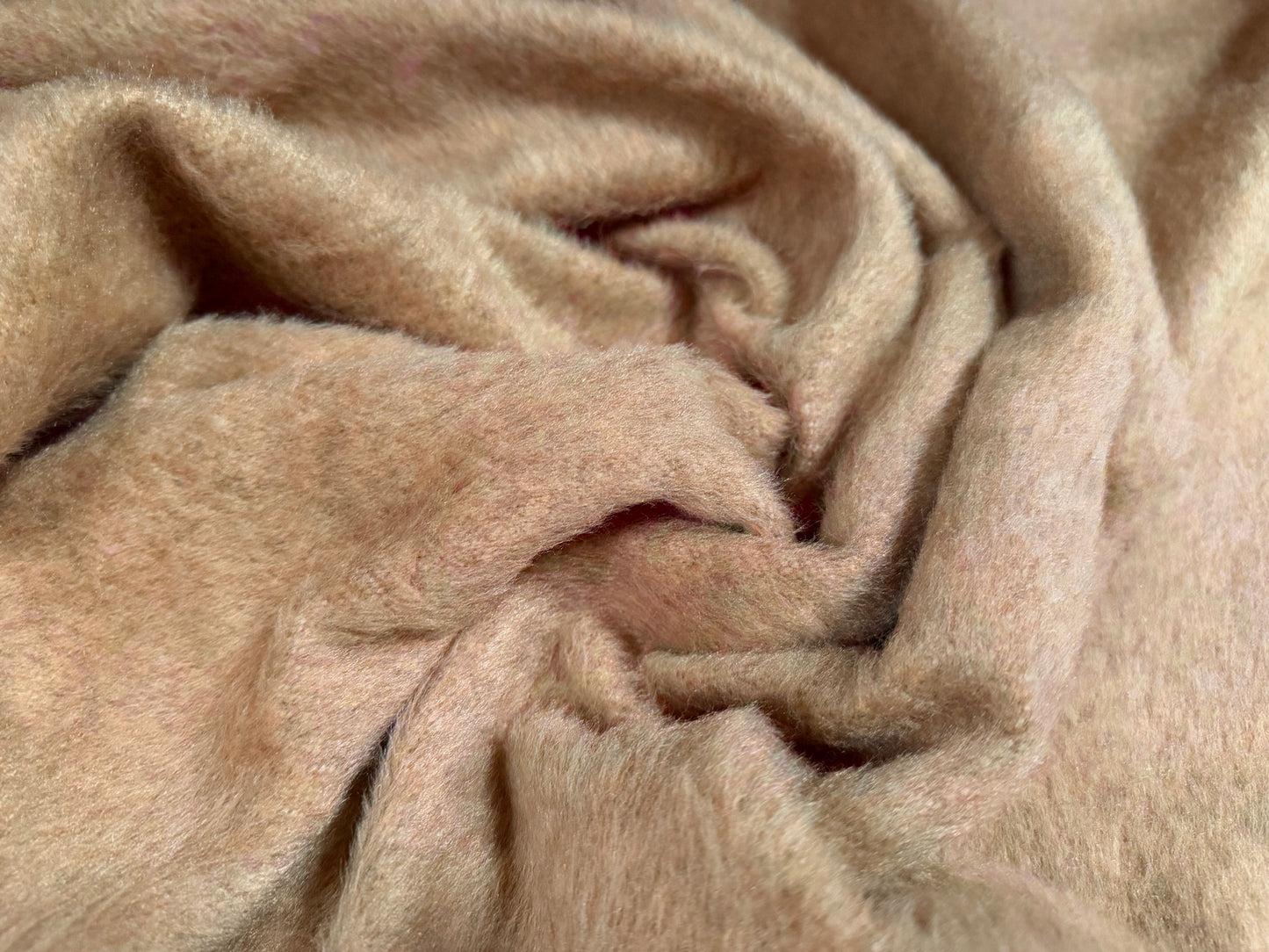 Wool faux fur fabric, per metre - plain - nude
